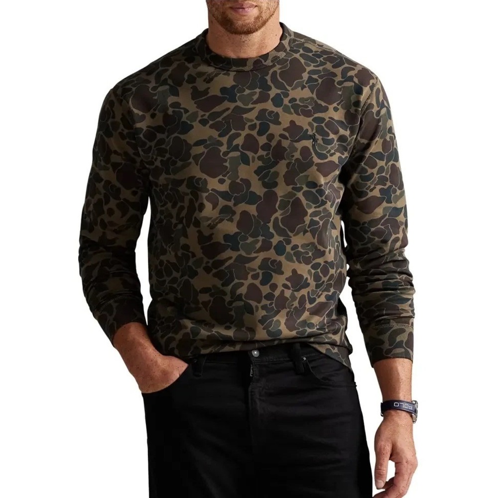 Polo Ralph Lauren Men's Size XLT Green Camo Double Knit Sweatshirt Long Sleeve - Picture 10 of 10